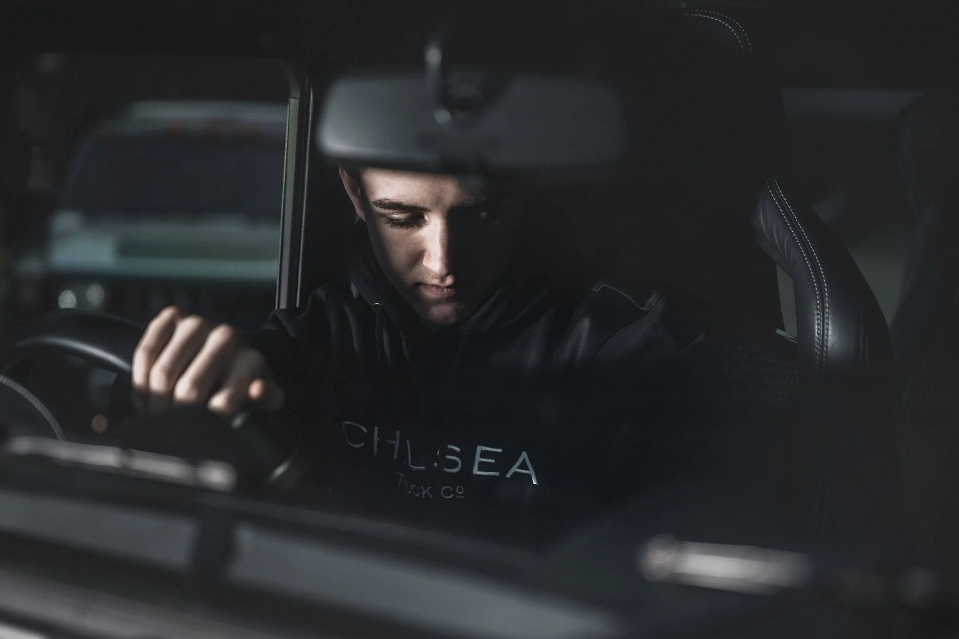 Chelsea Truck Co Hoodie - Black with White Embroidery - Image 14