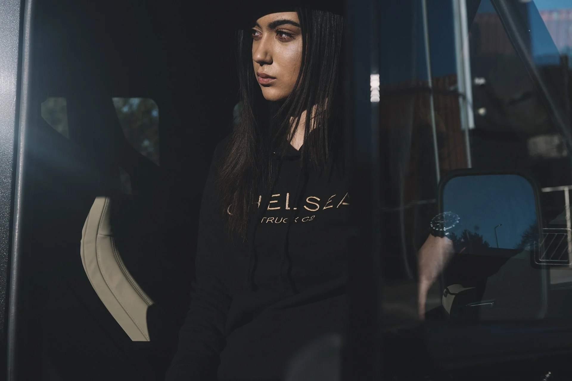 Chelsea Truck Co Hoodie - Black with Gold Embroidery - Image 6