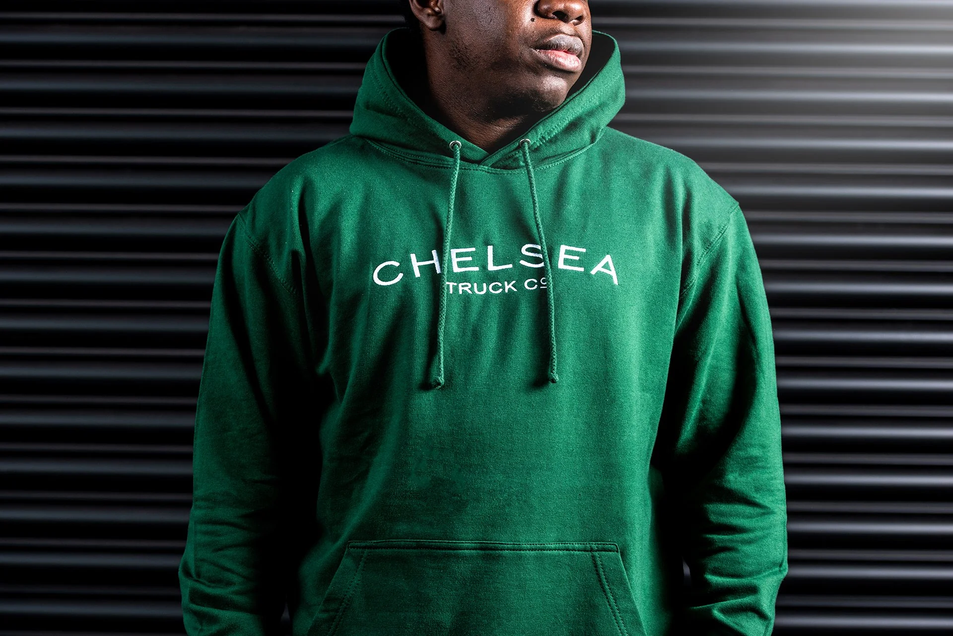 Chelsea Truck Co Hoodie - Green with White Embroidery - Image 5