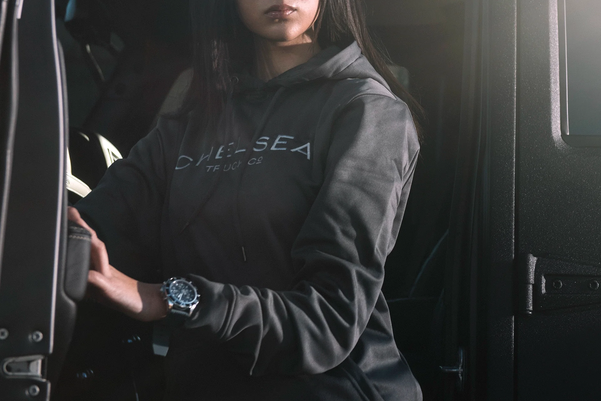 Grey with Silver Embroidery - Chelsea Truck Co Hoodie - Image 4