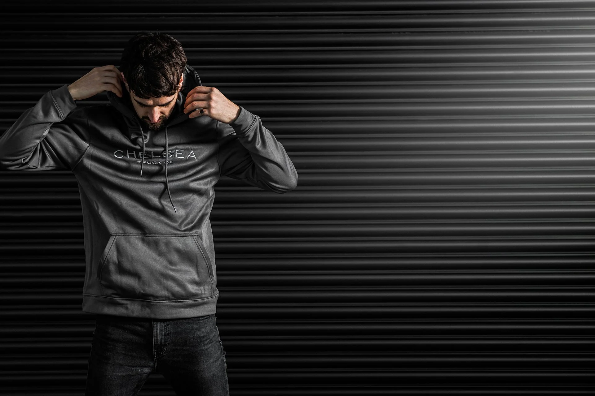 Grey with Silver Embroidery - Chelsea Truck Co Hoodie - Image 6