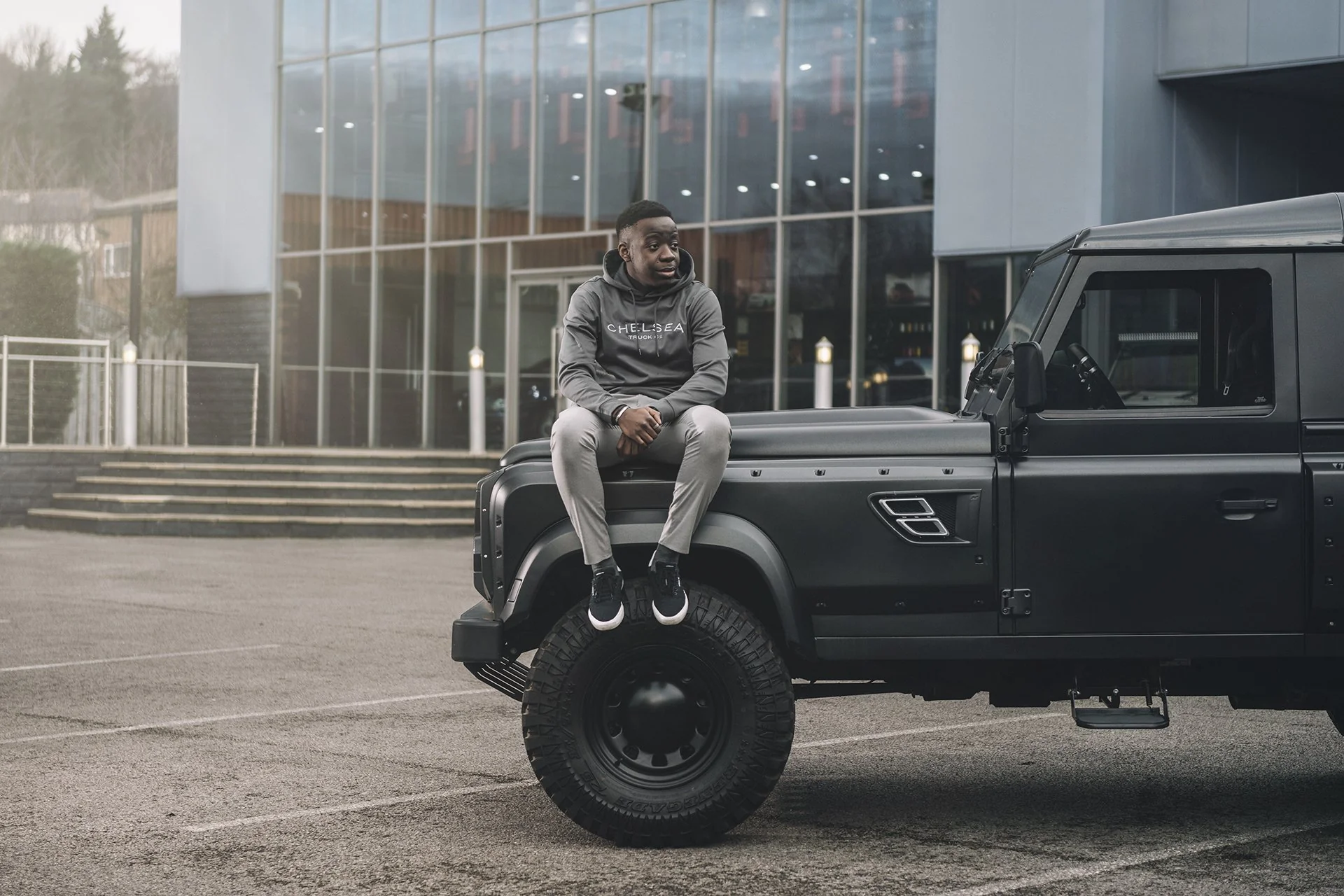Grey with Silver Embroidery - Chelsea Truck Co Hoodie - Image 7