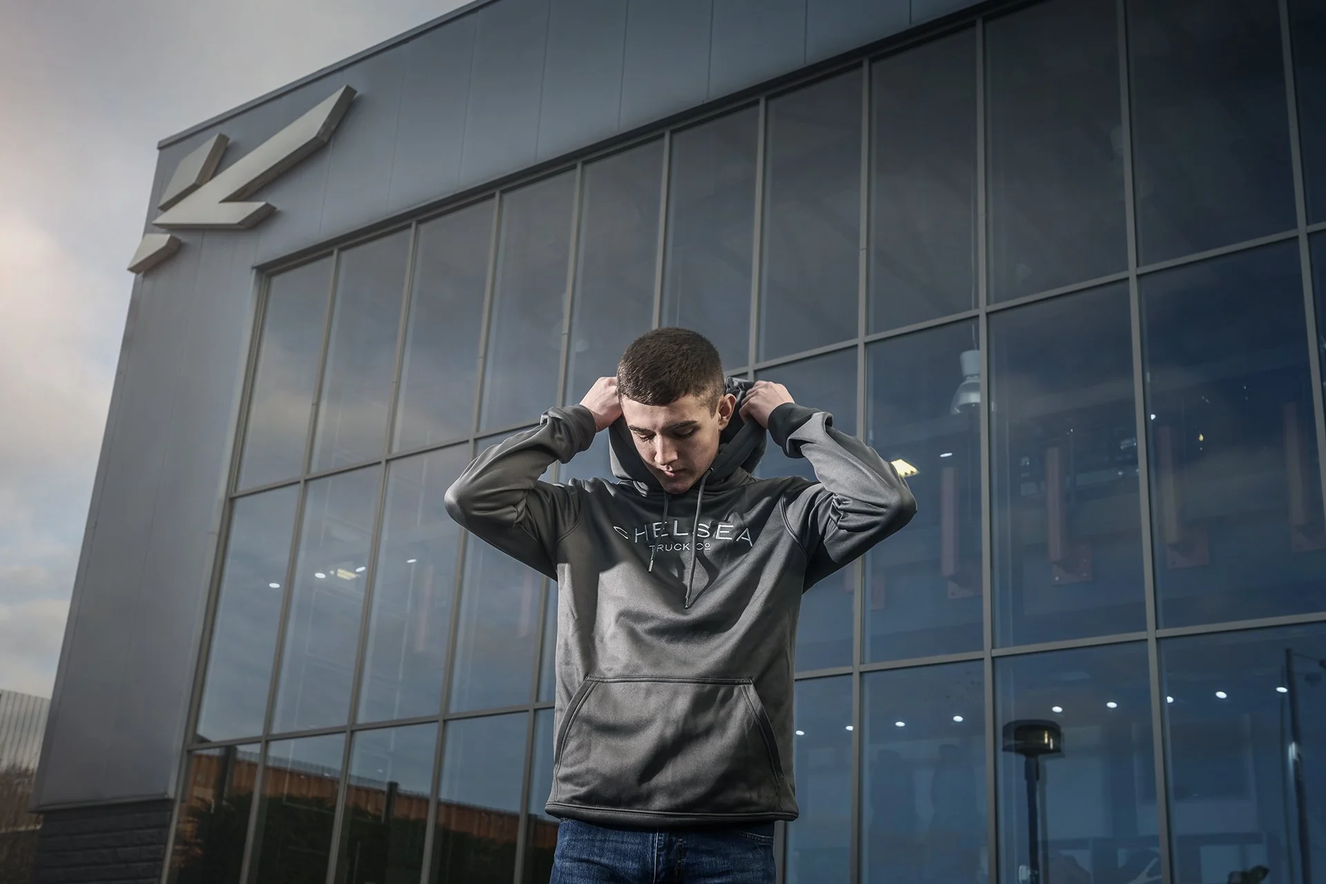 Grey with Silver Embroidery - Chelsea Truck Co Hoodie - Image 9