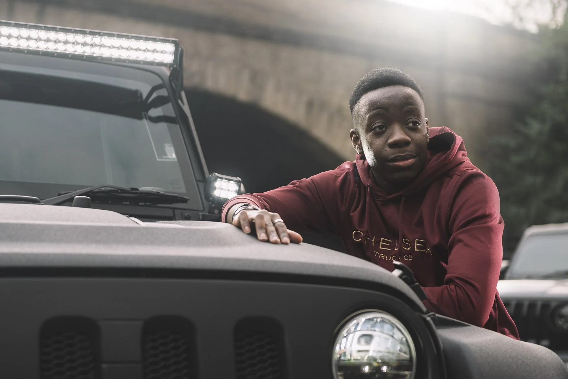 Chelsea Truck Co Hoodie - Red with Gold Embroidery - Image 3